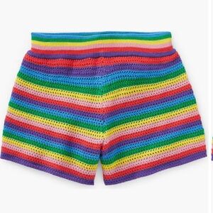 Mini Boden Rainbow Multi color Knit 100% cotton Shorts Girls 6/7